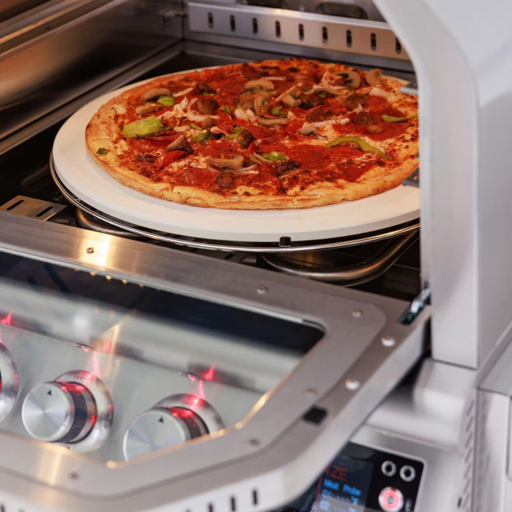 GRILLDEN™ blaze 26 inch freestanding natural gas outdoor pizza oven w rotisserie cart