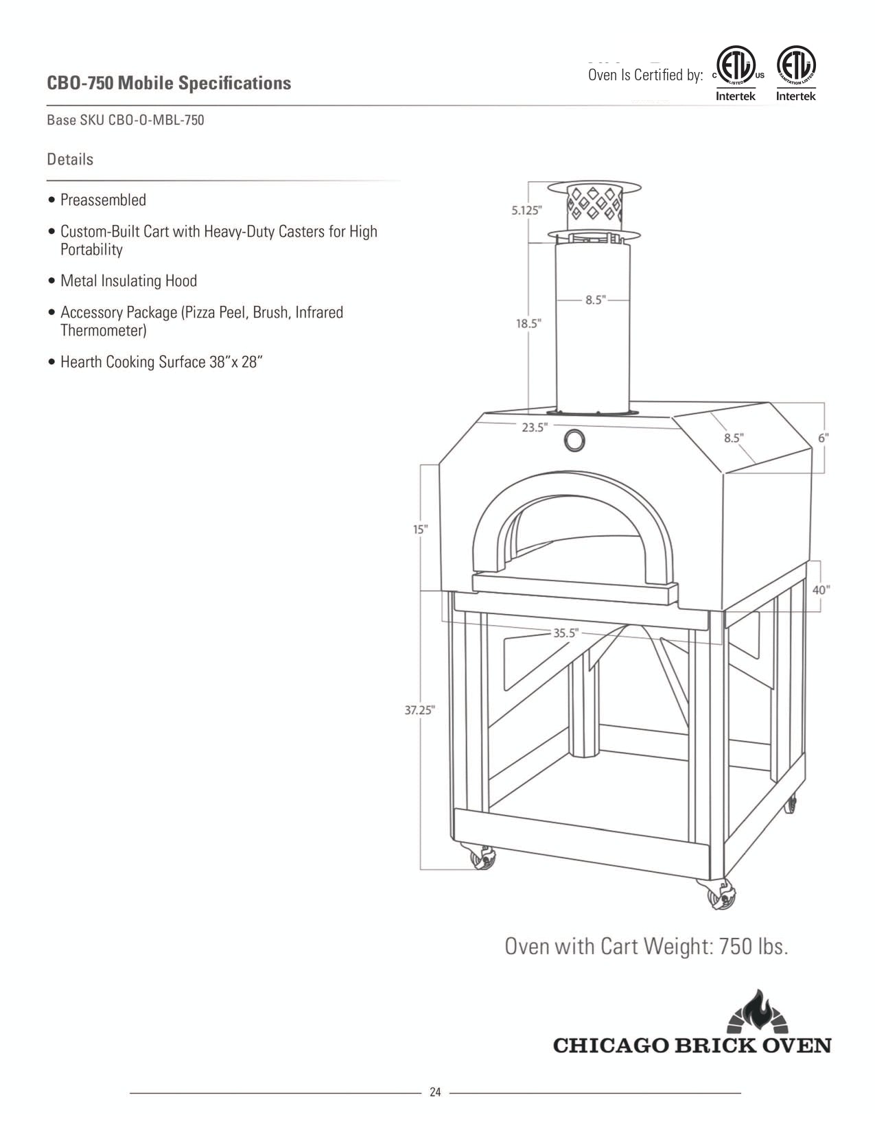 GRILLDEN™ chicago brick oven cbo 750 freestanding wood fired pizza oven