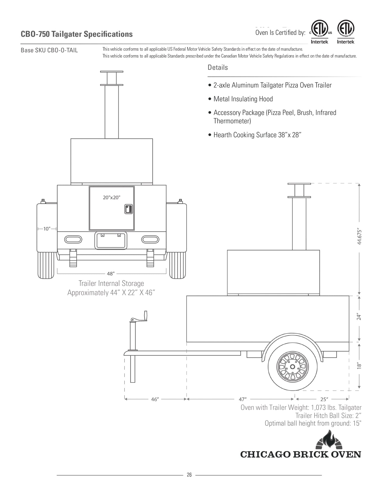 GRILLDEN™ chicago brick oven cbo 750 tailgater wood fired pizza oven