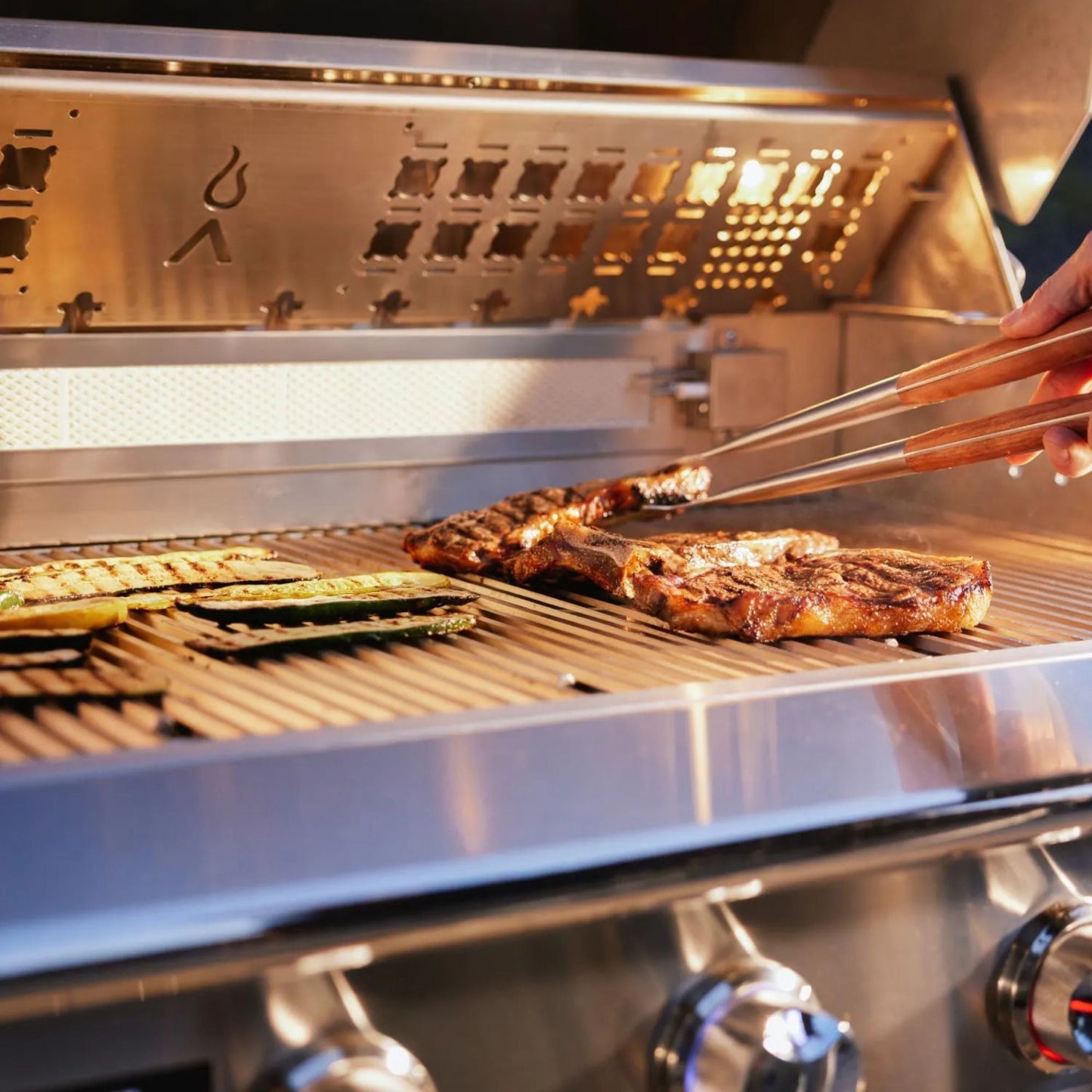 GRILLDEN™ blaze lte pro 40 inch 5 burner built in gas grill w digital temperature screen rear infrared burner