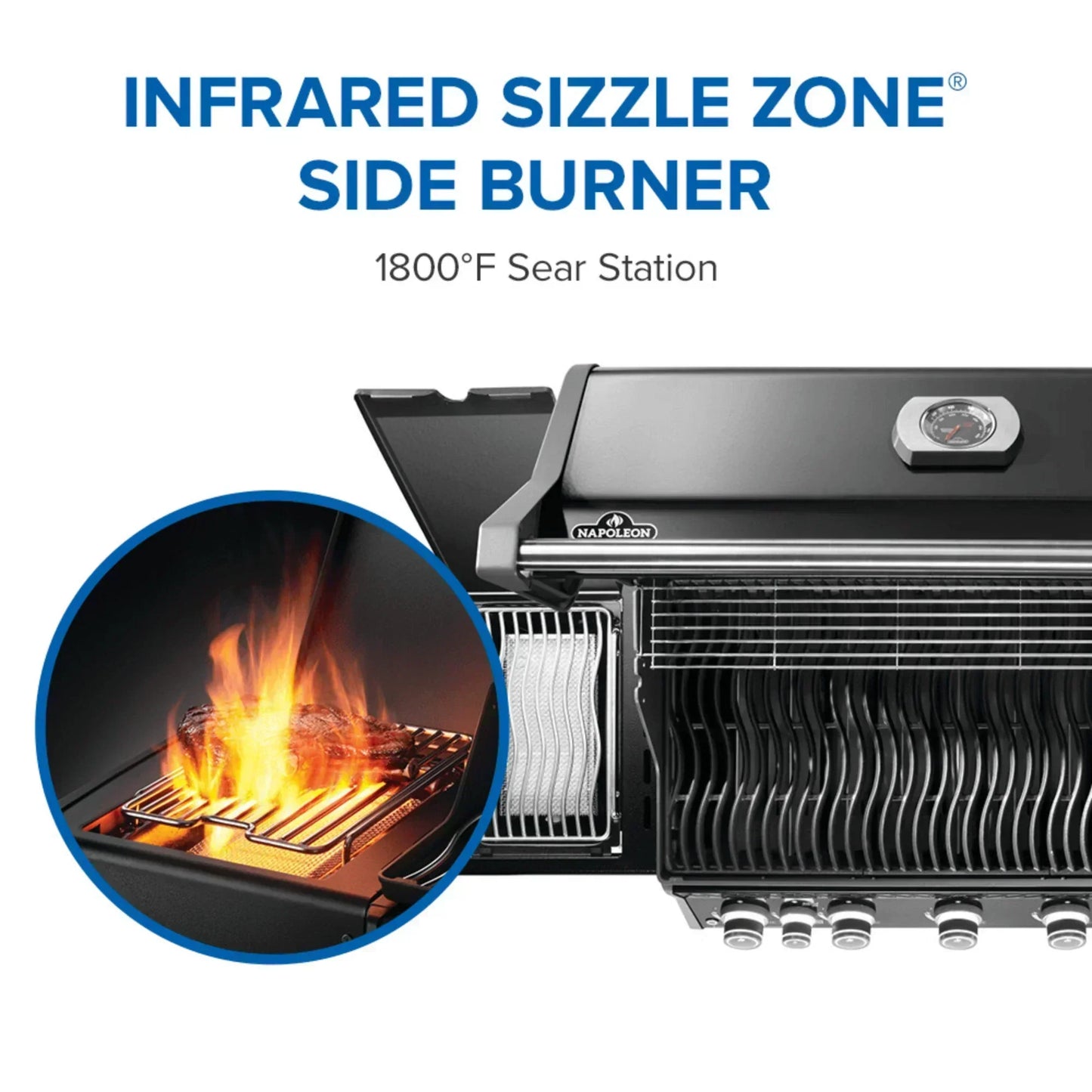 GRILLDEN™ napoleon rogue pro 625 sib black freestanding gas grill w infrared side burner