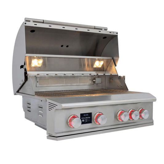 GRILLDEN™ blaze lte pro 32 inch 4 burner built in gas grill w digital temperature screen rear infrared burner