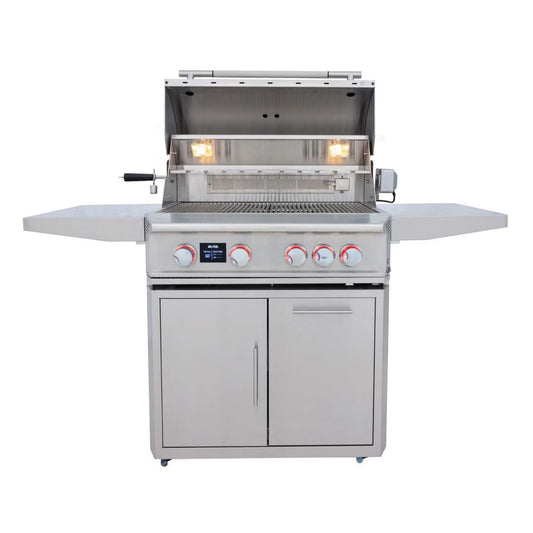 GRILLDEN™ blaze lte pro 32 inch 4 burner freestanding gas grill w digital temperature screen rear infrared burner