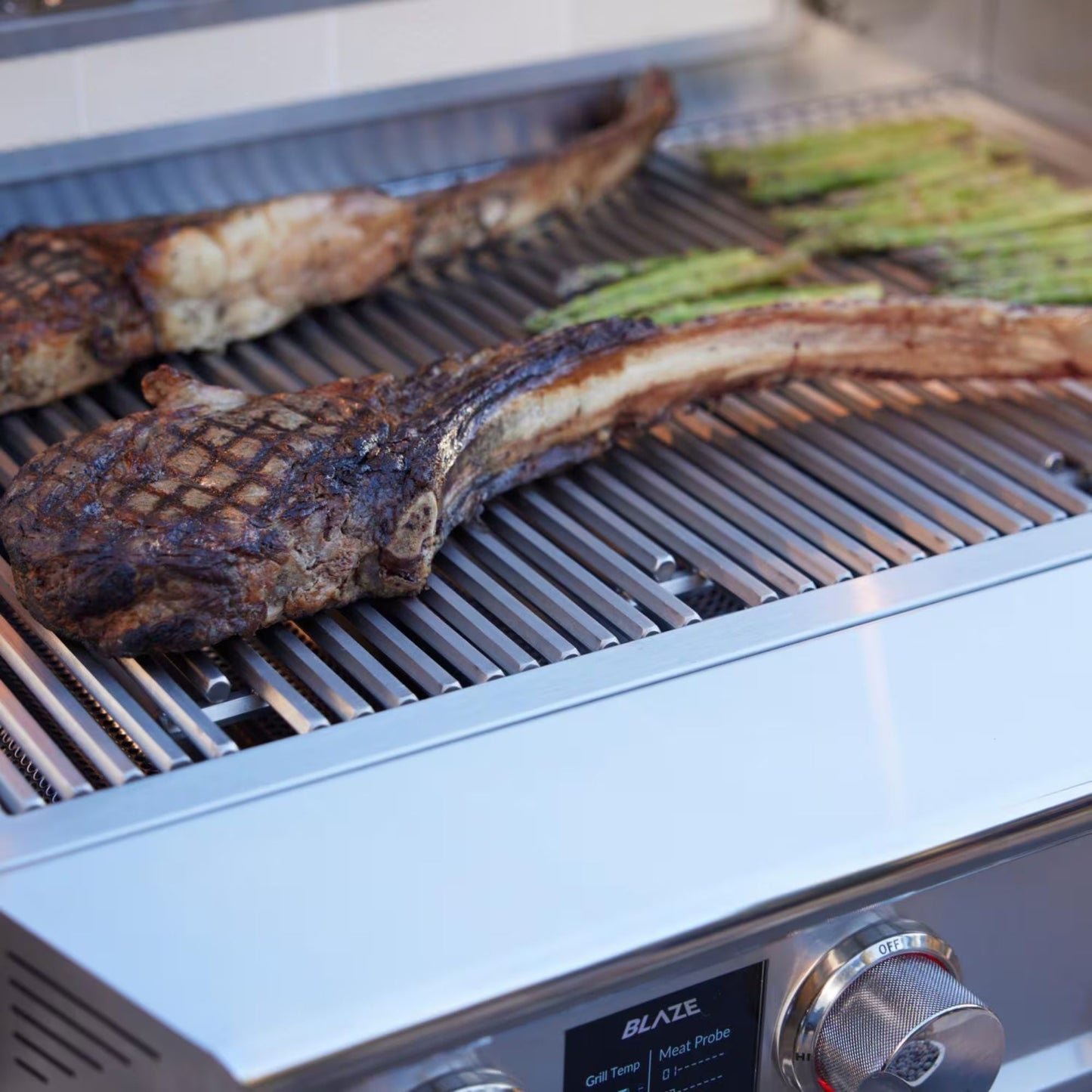 GRILLDEN™ blaze lte pro 40 inch 5 burner freestanding gas grill w digital temperature screen rear infrared burner
