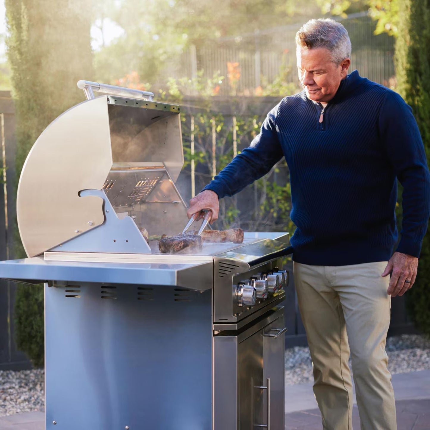 GRILLDEN™ blaze lte pro 32 inch 4 burner freestanding gas grill w digital temperature screen rear infrared burner